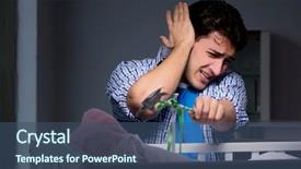  Presentation with baby crying - Beautiful slide set featuring stress due to baby crying backdrop and a ocean colored foreground