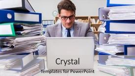  Presentation with busy work - Colorful slide deck enhanced with stress due to excessive work backdrop and a light gray colored foreground