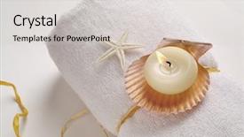  Presentation with shells - Slide deck enhanced with stress fish - aromatic candle with natural shells background and a light gray colored foreground