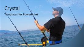  Presentation with fisherman - Colorful presentation theme enhanced with stress fish - blue sea fisherman in trolling backdrop and a light blue colored foreground