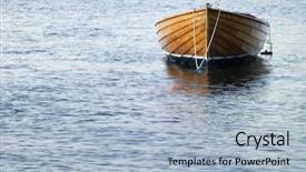  Presentation with sunset coast of the sea - Theme with stress fish - boat at sunset background and a light blue colored foreground