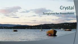  Presentation with sunset coast of the sea - Slides having stress fish - boat at sunset background and a sky blue colored foreground