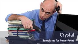  Presentation with busy - Cool new presentation with stress fish - business man too busy backdrop and a ocean colored foreground