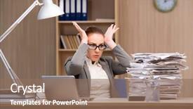  Presentation with stress at work - Presentation theme having stress from too much work background and a coral colored foreground