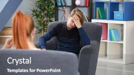  Presentation with depressed - Slide deck featuring stress health care - depressed teenager having therapy session background and a gray colored foreground