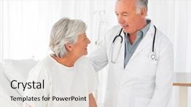  Presentation with doctor patient relations - PPT theme having stress health care - doctor helping his patient background and a  colored foreground