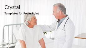  Presentation with patient and doctor - PPT layouts with stress health care - doctor speaking with his patient background and a  colored foreground