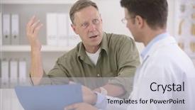  Presentation with asian doctor obese patient - Colorful presentation design enhanced with stress health care - doctor talking to mature male backdrop and a lemonade colored foreground