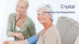  Presentation with patient care - Cool new PPT theme with stress health care - lovely doctor taking the blood backdrop and a sky blue colored foreground