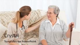  Presentation with patient centered home - Amazing theme having stress health care - nurse talking with her patient backdrop and a coral colored foreground