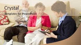  Presentation with marriage counseling - Presentation theme enhanced with stress health care - senior couple in marriage counseling background and a lemonade colored foreground