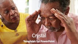  Presentation with depression - Cool new theme with stress health care - senior woman comforting man backdrop and a tawny brown colored foreground