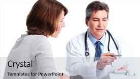  Presentation with medical smiling doctor - Presentation theme enhanced with stress health care - smiling medical doctor isolated background and a light gray colored foreground