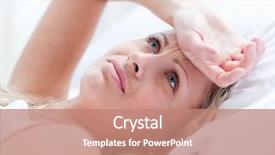  Presentation with migraine - Presentation theme having stress health care - upset woman having a migraine background and a coral colored foreground