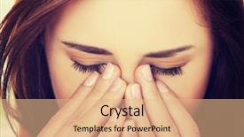  Presentation with pain - Slide set featuring stress health care - young woman with sinus pressure background and a coral colored foreground