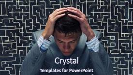  Presentation with depressed - Cool new slides with stress mangment - depressed tired businessman with hands backdrop and a tawny brown colored foreground