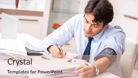  Presentation with blood pressure - Amazing PPT theme having stress measuring his blood pressure backdrop and a  colored foreground