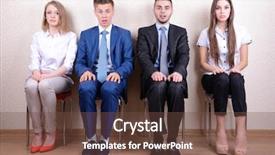  Presentation with job interview - Cool new presentation design with stress professionnel - business people waiting for job backdrop and a  colored foreground
