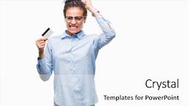  Presentation with credit card - Beautiful presentation theme featuring stress professionnel - young african american girl holding backdrop and a white colored foreground