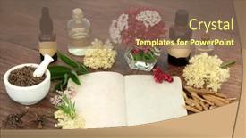  Presentation with herbal medicine - Presentation theme having stress-reducing-herbal-plant-medicine background and a violet colored foreground