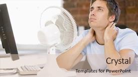  Presentation with stress - Presentation theme having stress relief - businessman in office with computer background and a soft green colored foreground