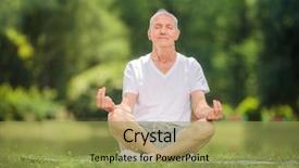  Presentation with calm - Audience pleasing slide deck consisting of stress relief - calm senior man meditating backdrop and a yellow colored foreground