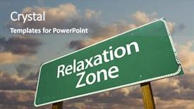  Presentation with relaxation - Amazing PPT theme having stress relief - relaxation zone green road sign backdrop and a gray colored foreground