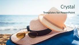  Presentation with water sun - Slides featuring stress relief - sun hats and glasses background and a sky blue colored foreground