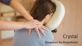  Presentation with massage therapy - Cool new slide set with stress relief - young woman getting massage backdrop and a  colored foreground