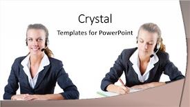  Presentation with call center software - Presentation with stress response - call center assistant responding background and a white colored foreground