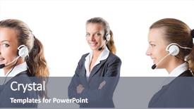  Presentation with call center reporting - Presentation theme with stress response - call center assistant responding background and a  colored foreground