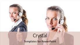  Presentation with call center management - Beautiful PPT theme featuring stress response - call center assistant responding backdrop and a lemonade colored foreground