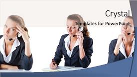  Presentation with call center performance reporting - Slide set with stress response - call center assistant responding background and a lemonade colored foreground