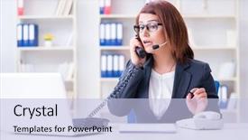  Presentation with call center management - Slide deck consisting of stress response - frustrated call center assistant responding background and a light blue colored foreground