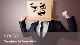  Presentation with man head in hands - Beautiful presentation theme featuring stress response - man with cardboard box head backdrop and a  colored foreground