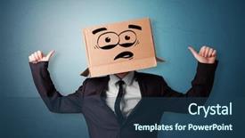  Presentation with cardboard - Cool new PPT layouts with stress response - man with cardboard box head backdrop and a  colored foreground