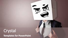  Presentation with cardboard - Beautiful presentation theme featuring stress response - man with cardboard box head backdrop and a  colored foreground