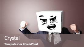  Presentation with cardboard - Cool new PPT layouts with stress response - man with cardboard box head backdrop and a  colored foreground