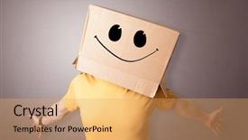  Presentation with man head in hands - Audience pleasing PPT theme consisting of stress response - man with cardboard box head backdrop and a yellow colored foreground