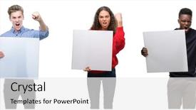  Presentation with holding people in hands - PPT layouts enhanced with stress sign - composition of young people holding background and a white colored foreground