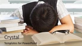  Presentation with college student money - Colorful slides enhanced with stress study - male college student fall asleep backdrop and a coral colored foreground