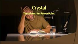  Presentation with home economics - Cool new slide deck with stress study - young handsome man studying backdrop and a wine colored foreground