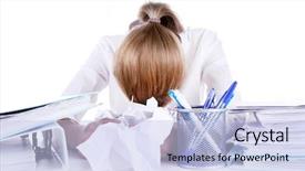  Presentation with teacher stress - Presentation featuring stress teacher - tired woman at her workplace background and a  colored foreground