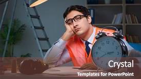  Presentation with tired - PPT theme with deases - tired architect working late long background and a tawny brown colored foreground