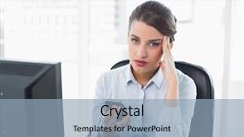  Presentation with classy - Audience pleasing PPT layouts consisting of stress workplace - confused classy brown haired businesswoman backdrop and a light blue colored foreground