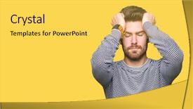  Presentation with pair of hands - Beautiful slide deck featuring stressed because pain and migraine backdrop and a  colored foreground