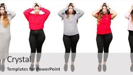  Presentation with young woman wearing boxer gloves - Audience pleasing presentation theme consisting of stressed because pain and migraine backdrop and a light gray colored foreground