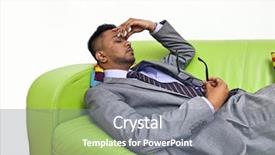  Presentation with nose - Theme with stressed business man holding the bridge of his nose background and a gray colored foreground