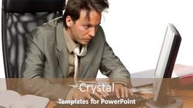  Presentation with stressed - Colorful slides enhanced with stressed-businessman-looking-at-computer backdrop and a coral colored foreground