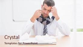  Presentation with temperature - PPT theme having stressed businessman looking down background and a lemonade colored foreground